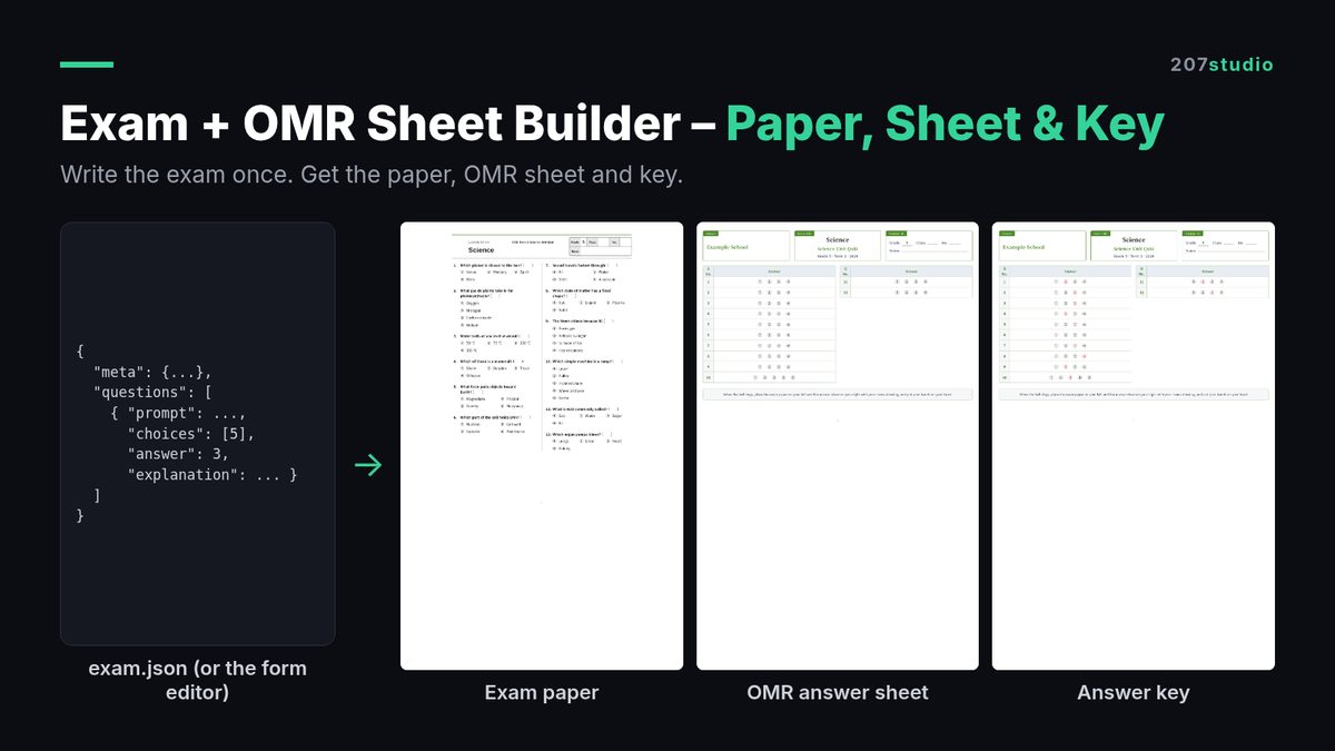 Exam + OMR Sheet Builder – Paper, Sheet & Key cover