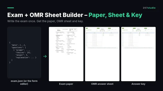 Exam + OMR Sheet Builder – Paper, Sheet & Key cover